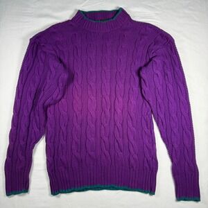 Vintage Colours by Alexander Julian‎ Purple Cable Knit Cotton Sweater